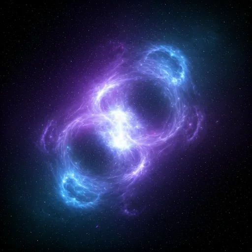 abstract cosmic background with deep purple and blue nebulas and glowing stardust particles